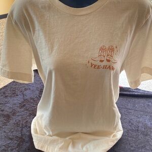 Cream Yee-Haw T-Shirt with Boot Design